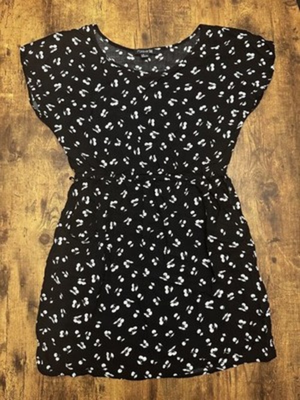 Forever 21 Black Cherry Print Mini Dress with Elastic Waist